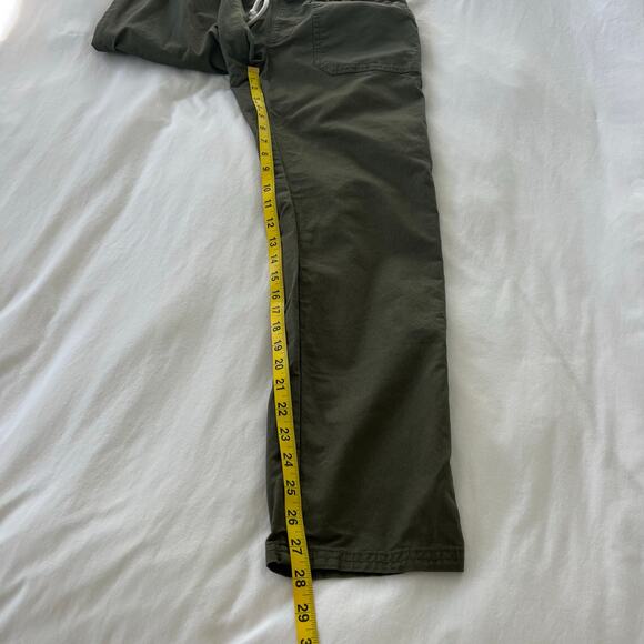 PACT Organic Cotton Twill Roll Up Drawstring Grape Leaf Green Pants, Size Small - Picture 9 of 13